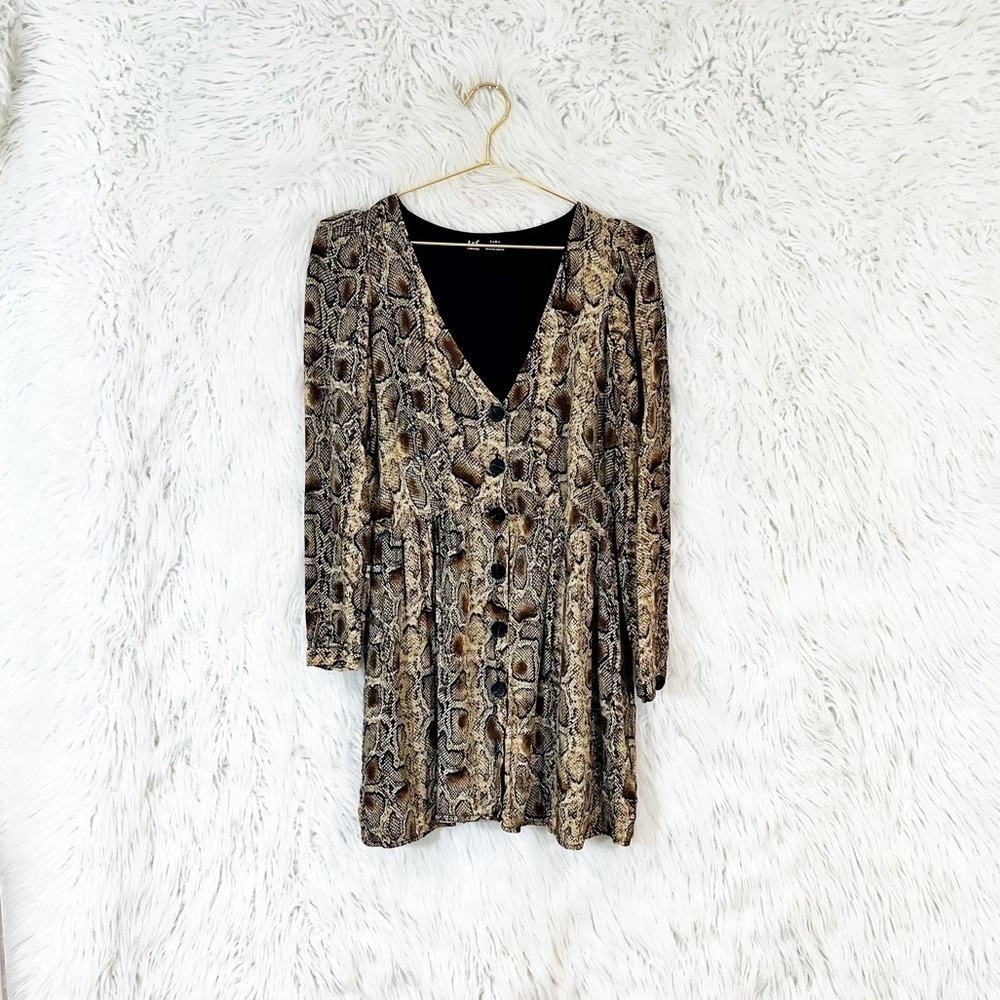 ZARA snakeskin python print long sleeve mini dres… - image 3